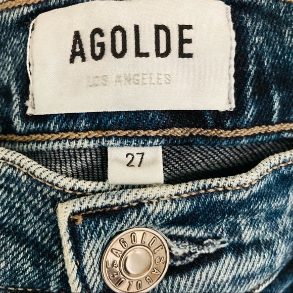 Agolde Nico High Rise Slim Blue Jeans in Retreat Wash / Size 27 - Picture 5 of 8